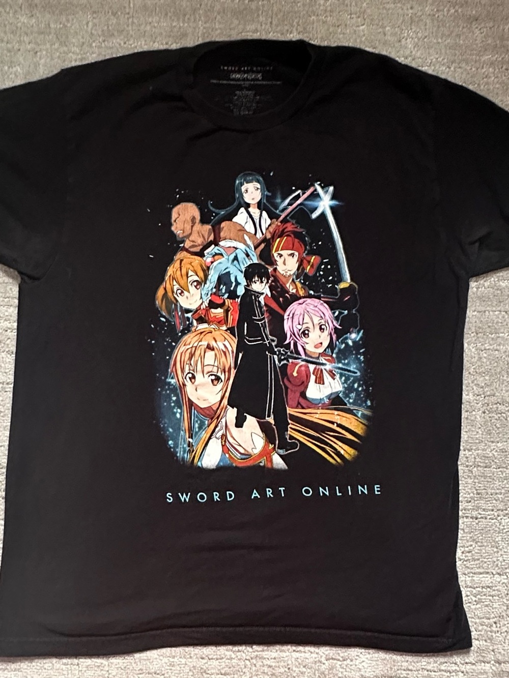 Sword Art Online Black Graphic Tee - Anime Character Print